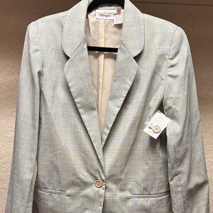 Worthington Plaid Blazer - Light Gray and Cream